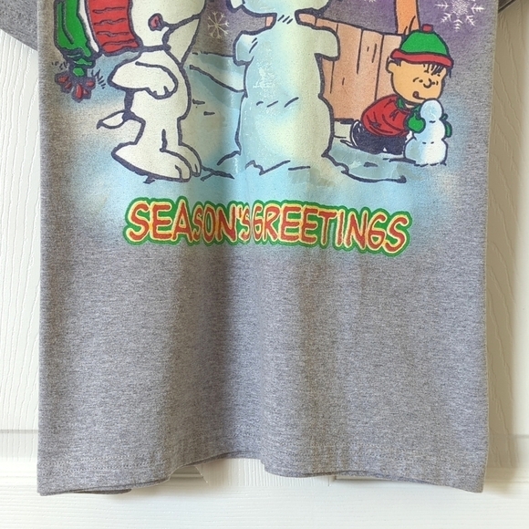 Peanuts 90's Vintage Season's Greetings Graphic Short Sleeve Crewneck T-shirt L - Picture 7 of 10